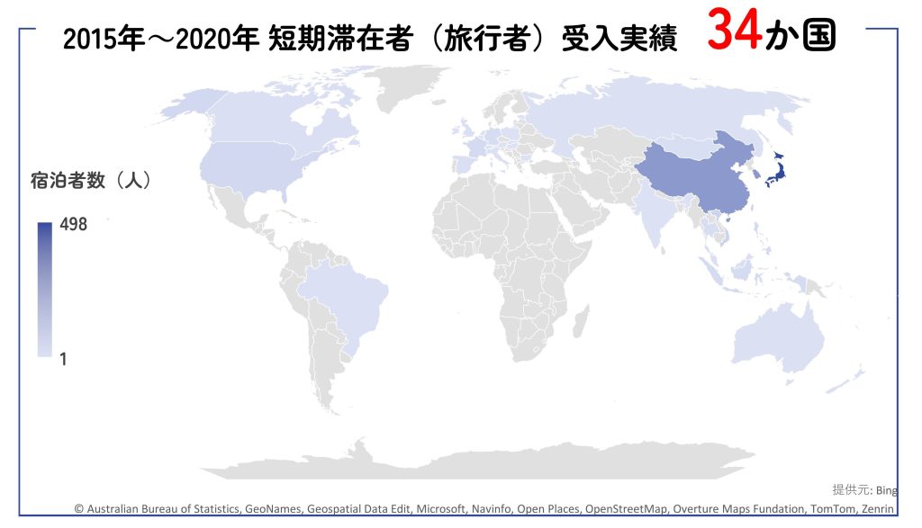 短期滞在者受入実績地図グラフ